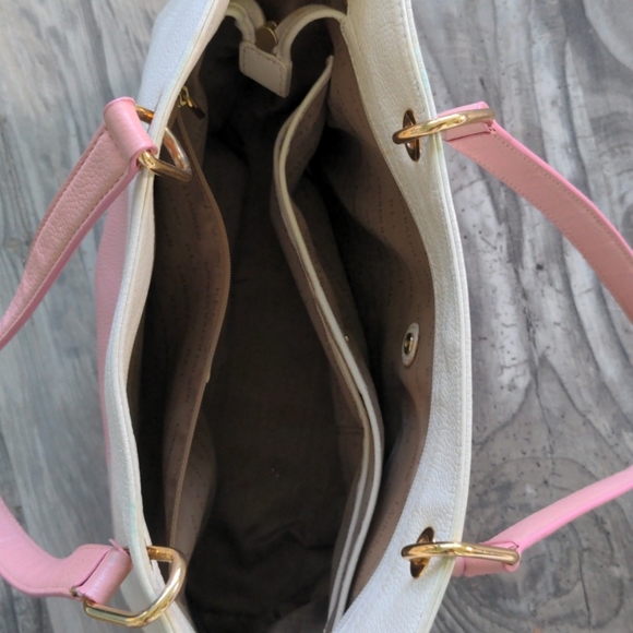 Cream and Pink Ralph LaurenTote - Picture 4 of 12